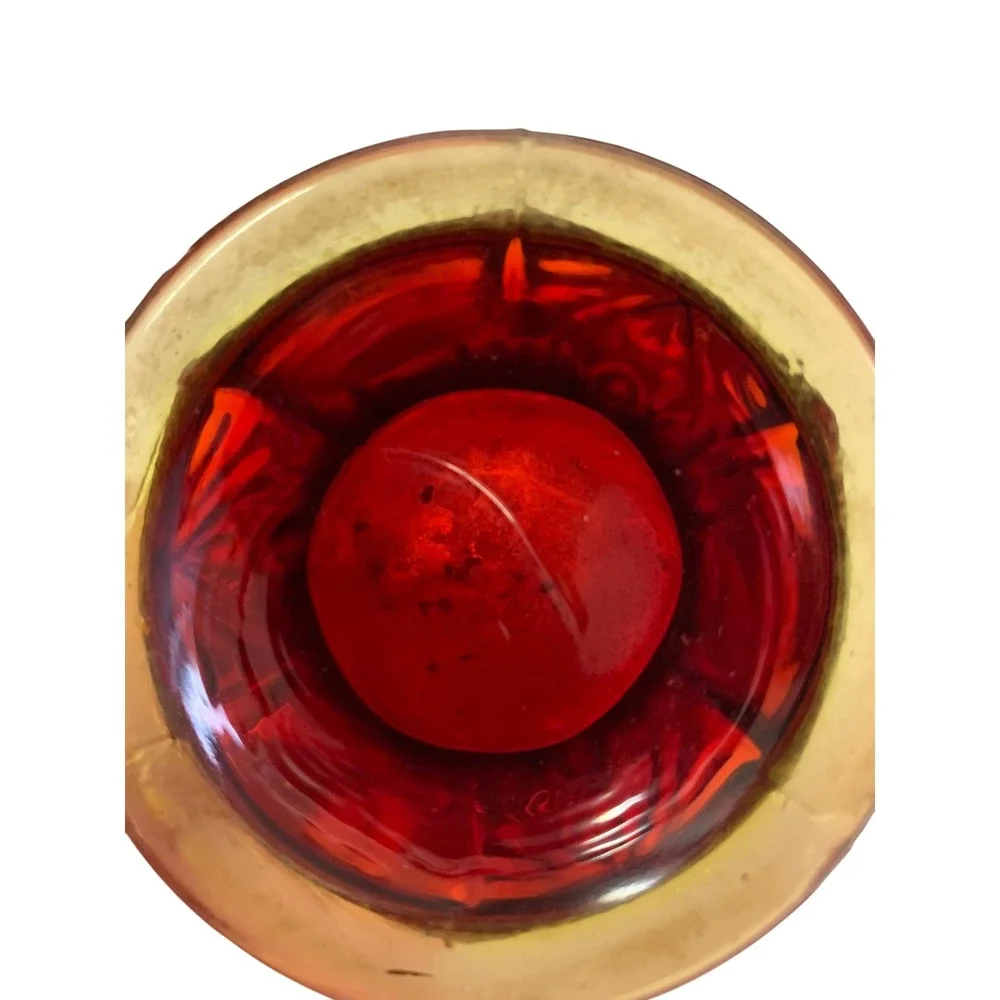 Vintage Amberina swung Red Glass Vase Fluted Tulip Style Flower Vase‎ Home Decor